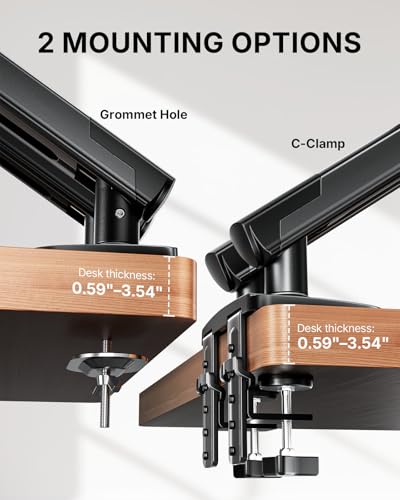 HUANUO FlowLift Pro Dual Monitor Mount for 13–32" Screens, MechaSpring Monitor Stand, Adjustable Monitor Arms for 2 Monitors with Tilt/Swivel/Rotation, Tool-Free VESA Mount, Max Load 19.8 lbs