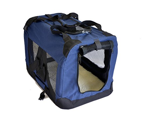 topPets Portable Soft Pet Carrier or Crate or Kennel for Dog, Cat, or other small pets. Great for Travel, Indoor, and Outdoor (Dark Blue, Small: 20"x14"x14")