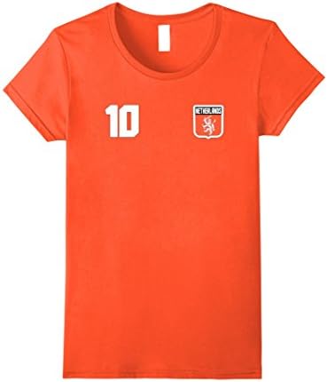 Womens NETHERLANDS T-shirt Nederland Tee Retro Soccer Football Medium Orange