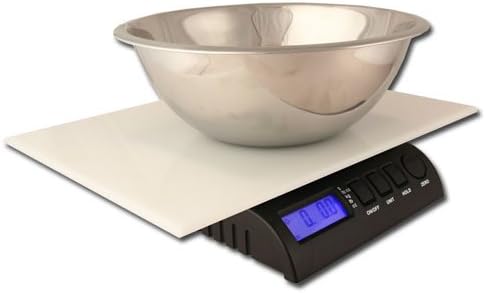 ZIEIS | 30 Lb. Capacity | Digital Kitchen Scale | BigTop 12" x 16" EZ Clean Platform | Z-SEAL | 5 Quart Stainless Steel Bowl | 110V Adapter | 0.1 Ounce Accuracy