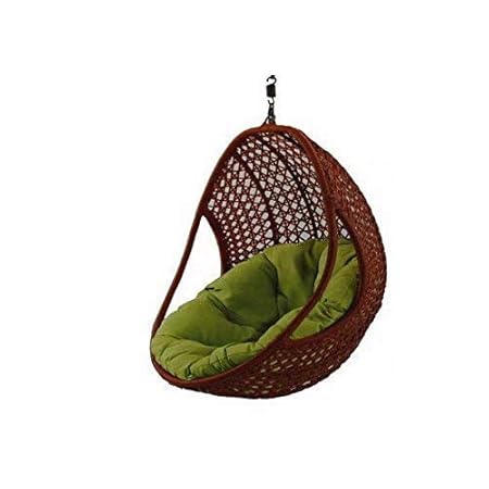 Virasat Hanging Swing Chair for Balcony for Garden Patio Single Seater Light Brown Swing Chair - Outdoor Furniture Ceiling Swing Chair with Connectors