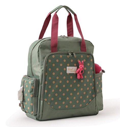 Mommy MultiFunction Nappy Diaper Baby Bag Backpack Large Khaki Green Polka Dots