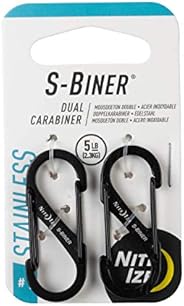 Nite Ize Size-1 S-Biner Dual Carabiner, Stainless-Steel, Black, 2-Pack