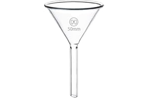 50mm Short Stem Glass Funnel 3.3 Borosilicate Glass Funnel for Science Labs and Home Kitchen Use, HUAOU, Pack of 1
