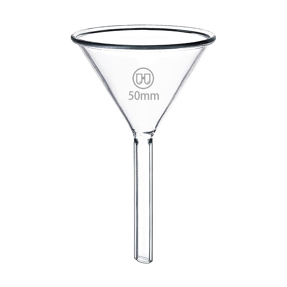 Photo 1 of 50mm Short Stem Glass Funnel 3.3 Borosilicate Glass Funnel for Science Labs and Home Kitchen Use, HUAOU, Pack of 1