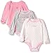 Calvin Klein Baby-Girls Newborn 3 Pack Long Sleeve Bodysuits Pink and Gray, Multi, 0-3 Months