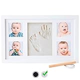 Baby Handprint Kit by Little Hippo – DELUXE SIZE + NO MOLD! Baby Picture Frame (WHITE) & Non Toxic CLAY! Baby Footprint kit, best baby shower gifts! Perfect for Baby Boy gifts, and Baby Girls Gifts!