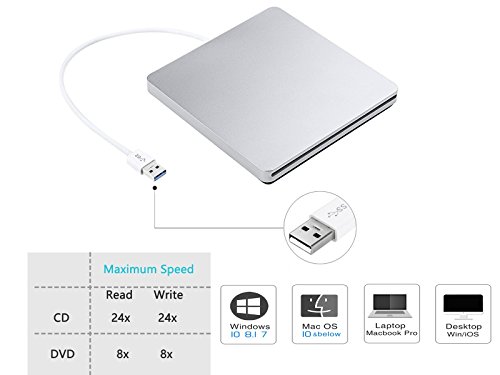 OSST USB Slim Slot in External 8x DVDRW DVD CD RW ROM Burner Writer Drive for Apple Mac PC Box Laptop Desktop Portable Enclosure Housing Caddy Case