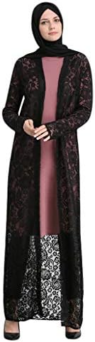B2keevin Abaya Women Lace Open Cardigan Long Maxi Dress Muslim Ladies Kaftan Jilbab Robe