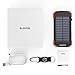 Solar Charger 10000mAh, Portable Solar Power Bank IPX4 Outdoor Travel Qi Wireless Solar Panel Charger External Battery Pack Type-C Input Port Dual Flashlight Compass, DC 5V/2.1A Input Red