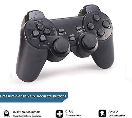 Wireless Controller for PS2 Playstation 2 Dual Shock 2 (Black and Black)