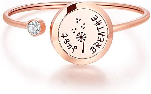 MESINYA Men Women Girl Boy's Rose Gold 316L Stainless Steel Adjustable Aromatherapy Essential Oil Diffuser Bracelet Locket Bangle