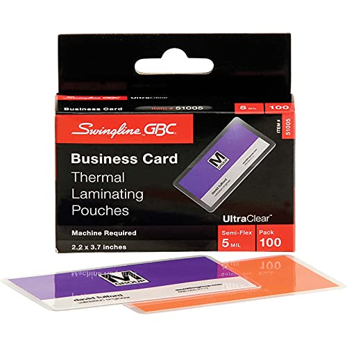 GBC Laminating Sheets, Thermal Laminating Pouches, Business Card Size, 5 Mil, HeatSeal