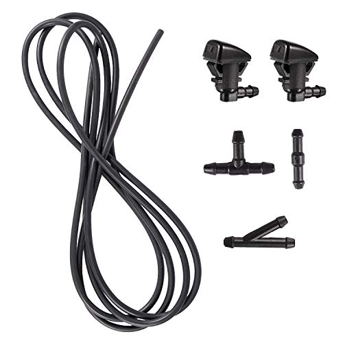 BingSnow 2 Pcs Windshield Washer Squirter Nozzle Spray for 05-10 Pontiac G6, 05-13 Chevy Malibu, 05-16 Jeep Grand Cherokee and 3 Meters Fluid Hose with 3 Pcs Connector, Replace OEM # 55079049AA