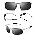 Pulabecs Men's Sports Style Polarized Sunglasses Driver Glasses Unbreakable Frame PS071 (Silver Frame Black Lens, Clear)