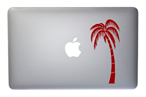 Lone Tropical Palm Tree Vinyl Decal for Macbook, Laptop or other device 5 Inch (burgundy)