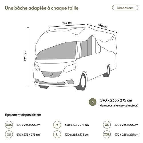 TRAVORA Camping Car Cover, 730 x 235 x 275 cm, Insulation and Resistant