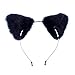 BAOPLAYKIDS Women Girl Cat Fox Long Fur Ears Headband Party Cosplay Costume Hairband (Black)