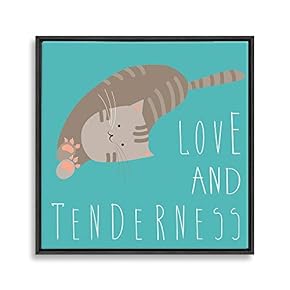 Framed Canvas Wall Art for Living Room, Bedroom Cute Cartoon Cats Canvas Prints for Home Decoration Ready to Hanging - 16x16 inches
