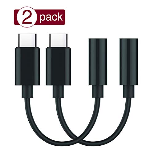 USB C to 3.5mm Aux Converter Type-C to 3.5mm Headphone Jack Adapter Compatible with Google Pixel 1/2,Pad 2018,Huawei Mate10 /P20 Pro, Samsung S8/S9+,Moto Z,HTC U12+,MI,LG,Sony XZ etc [2 Pack/Black]