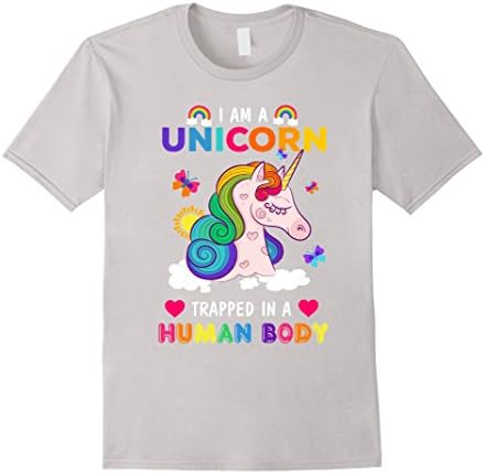 Mens I'm a Unicorn Shirt Unicorn Trapped in Human Body Small Silver