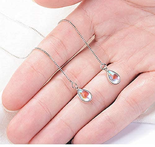 Fashion Elegant 925 Sterling Silver Drop Earrings Colorful Droplet Dangle Threader Earrings For Women
