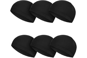 6 Pcs Cycling Skull Cap,Black Helmet Liner Skull Cap Sweat Wicking Hats Cycling Skull Caps, Cycling Cap Under Helmet Liner