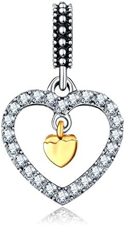 Wybeads Golden Plated Heart Love You Forever Silver Charms Beads For Pendant Necklace Bracelets Bangle