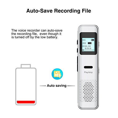 Voice Recorder,Valoin Compact Handy 8G Digital Audio Recorder Dictaphone with MP3 Player,USB Rechargeable,Metal Body,Design for Lecture Meeting Interview Recording (Silver 01)
