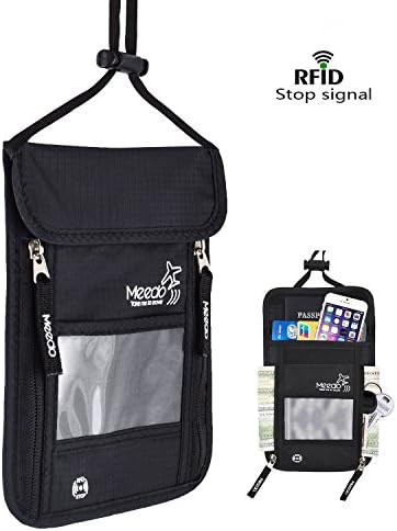 RFID Neck Wallet, Meedo Passport Holder Neck Stash Hidden Passport Wallet