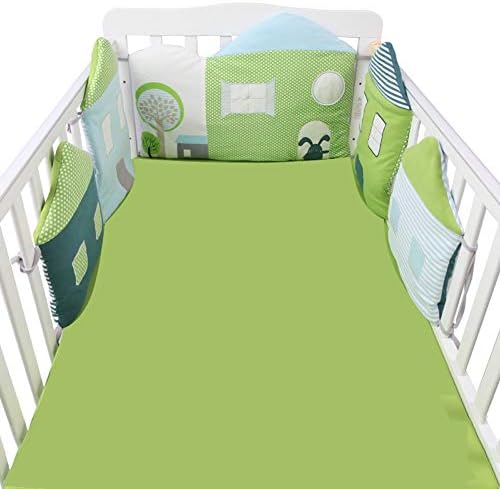 Baby Infant Crib Bumper Pads Bed Cotton Safety Rail Guard Breathable, Cradle Protector, Cot Sleep Bumper Pillow, Machine Washable, Bed Sheet, 6pcs Set, Owl Shaped,B1