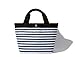 Flowertree Women's Waterproof Canvas PVC Coated Lunch Tote Bag Black & White Stripes +Box Package