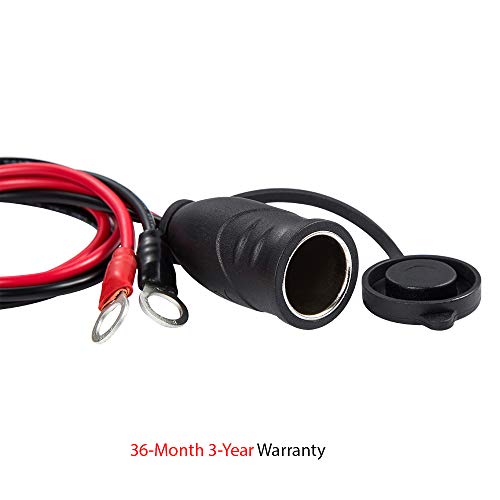 YCIND 3/8" Eyelet Terminal to Female Cigarette Lighter Socket Battery Boost Cable Heavy Duty 30A Fuse 12V/24V 12AWG Cord 3Ft