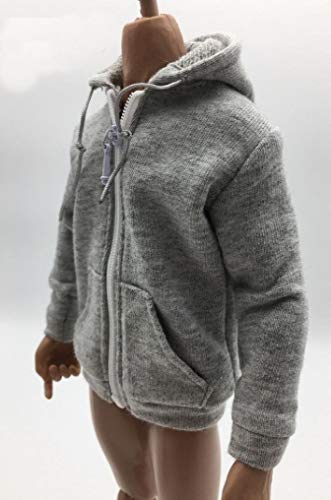 Studio one 1/6 Scale Men Gray Zip Up Hoodie Sweatshirt for 12 Inch Action Figures Models Doll