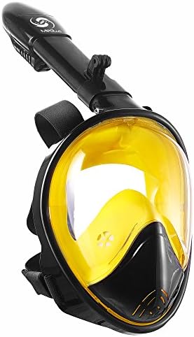 Easybreath Full Face Snorkel Mask - 180° Underwater Panoramic View Snorkeling Mask With Extra Long Tube &amp; Earplugs - Anti-fog and Anti-leak Technology Diving Mask With GoPro Mount For Adult &amp; Youth