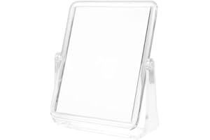 Portable Small Standing Circular Acrylic Makeup Mirror, Double Sided Rotating Rotating Desktop Cosmetic Mirror(1X Square)