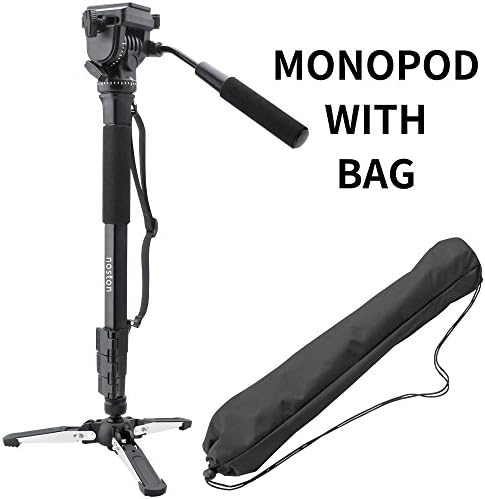 Photography Monopod noston Aluminum Tripod with Fluid Pan Head Quick Release Plate and Unipod Holder -Shoulder/Carrying Bag Included