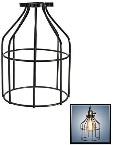 Metal Bird Cage Lampshade, Bulb Cage Industrial Vintage Lamp Holder, Pendant Wire Lamp/Light Guard Cage Lampshades Black (Pack of one)