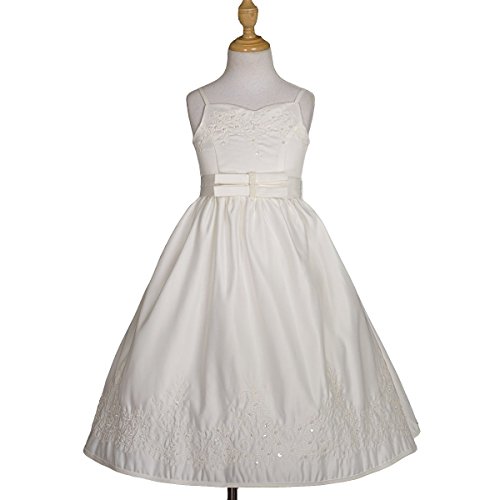 Dressy Daisy Baby Girls' Heavy Beaded Satin Formal Dress Wedding Flower Girl Occasion Size 18-24m Ivory