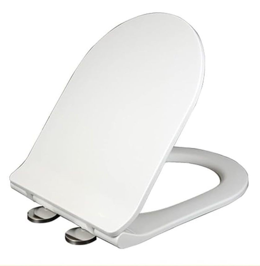 D Shape Slim Soft Close Toilet Seat Quick Release ONE Push Button Loo Seat for Easy Cleaning with Easy Installation Top Fix Blind Hole and Adjustable Hinges Luxury Toilet Seat