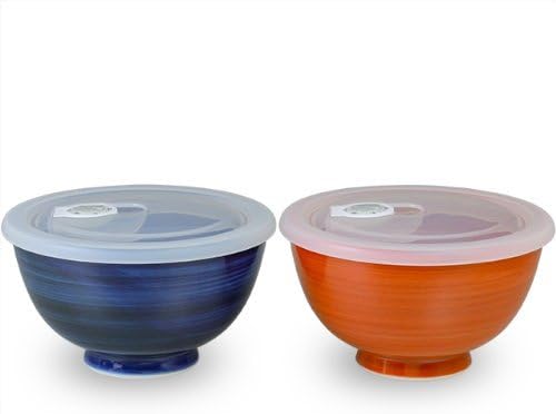 Arita yaki CtoC JAPAN Pair Bowl Food storage Container with Lid plastic Cover Porcelain Size(cm) dia.13.5x8 ca115801