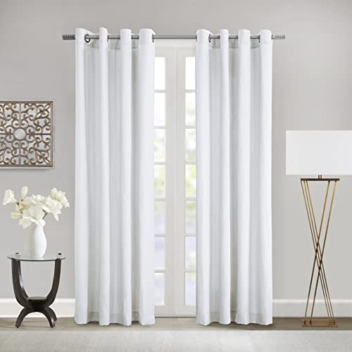 Hannah Crinkle Textured Microfiber Curtain Panel 52" x 63" in White
