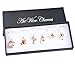 Souarts Mixed 6pcs Glass Charms Marker Tags Set with Gift Box Christmas Snowman Stocking Cane Pendants