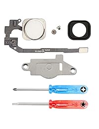 Botón de Inicio para iPhone 5S, botón de inicio con cable flex incl. Soporte metálico y Junta de goma incl. 2 x destornilladores para una fácil instalación MMOBIEL, Blanco