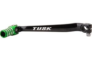 Tusk Folding Shift Lever Black/Green Tip Compatible with Kawasaki KLX300 2021-2025/KLX300R 2020-2025