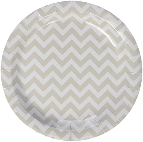 Ginger Ray Chevron Divine Grey Paper Party Plates, 8 Pack