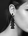 New Trend Beautiful Stud Black Tassel Earrings for Women Set, Cute earrings for graduation pom and everyday wear (Black)