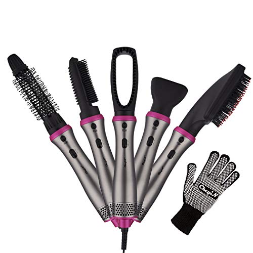 Hair Dry Brush, inkint 5 In 1 Hot Air Brush Set One-Step Hair Dryer and Volumizer Ceramic Blow Dryer for Straightening Curling Drying Combing Styling