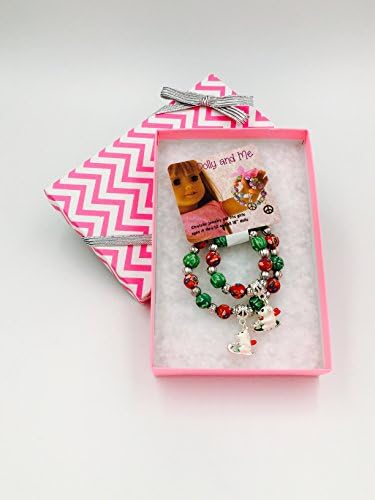 Dolly &amp; Me Matching Charm Bracelet Gift Box Set for Girl and 18 Inch Doll (Christmas Ski Bear)