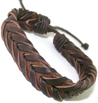 Chillvery Hand-made Mens Brown Genuine Switch Leather Wristband Wrap Bracelets